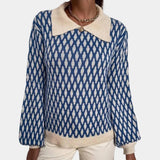 Pull femme chic à col contrastant | Sorties décontractées