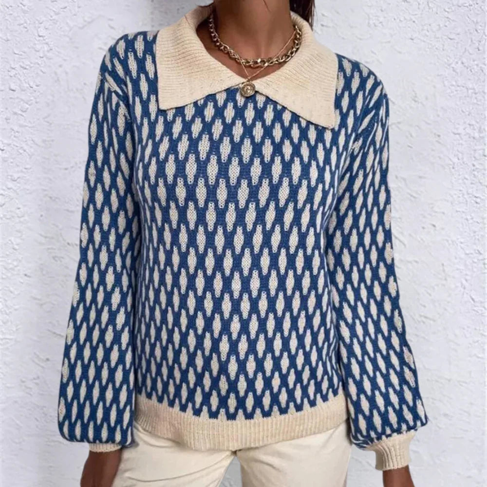 Pull femme chic à col contrastant | Sorties décontractées