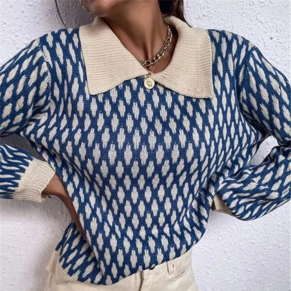 Pull femme chic à col contrastant | Sorties décontractées