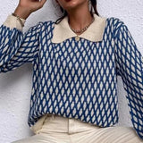 Pull femme chic à col contrastant | Sorties décontractées