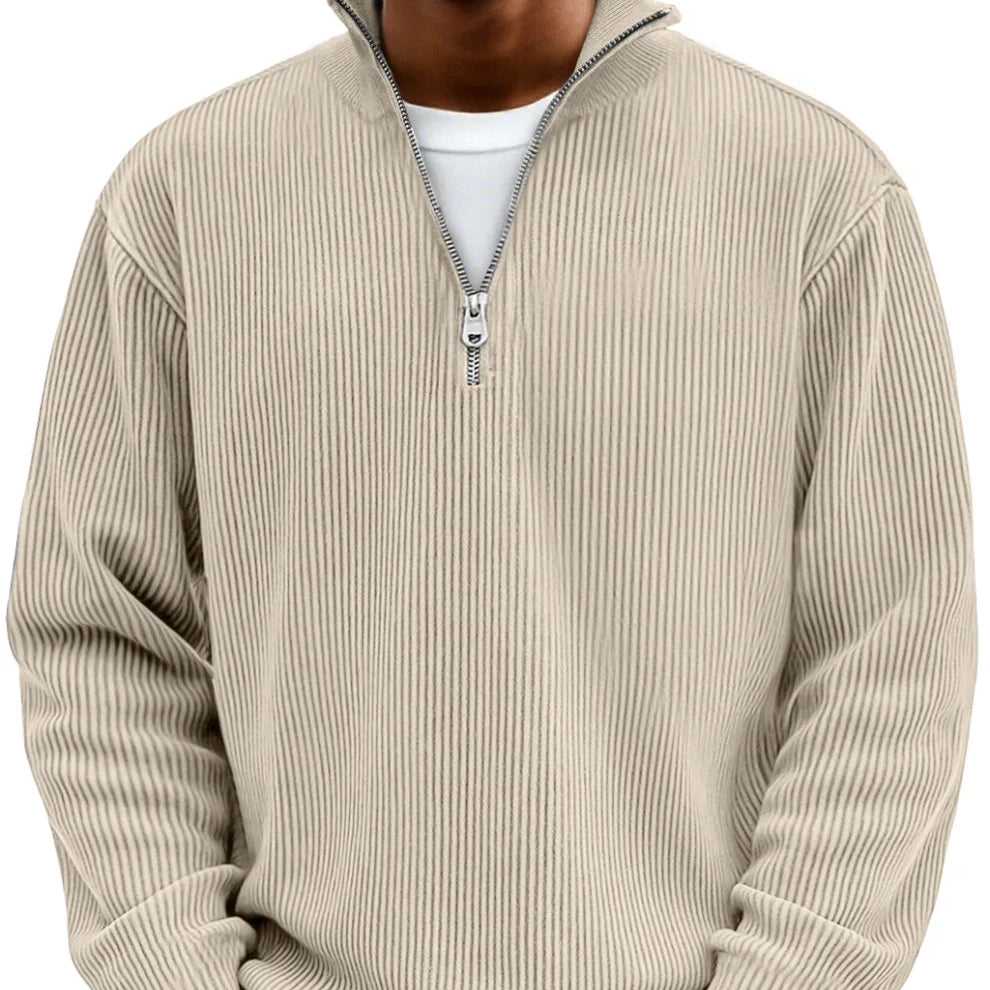 Pull nervuré à demi-zip | Superposition quotidienne
