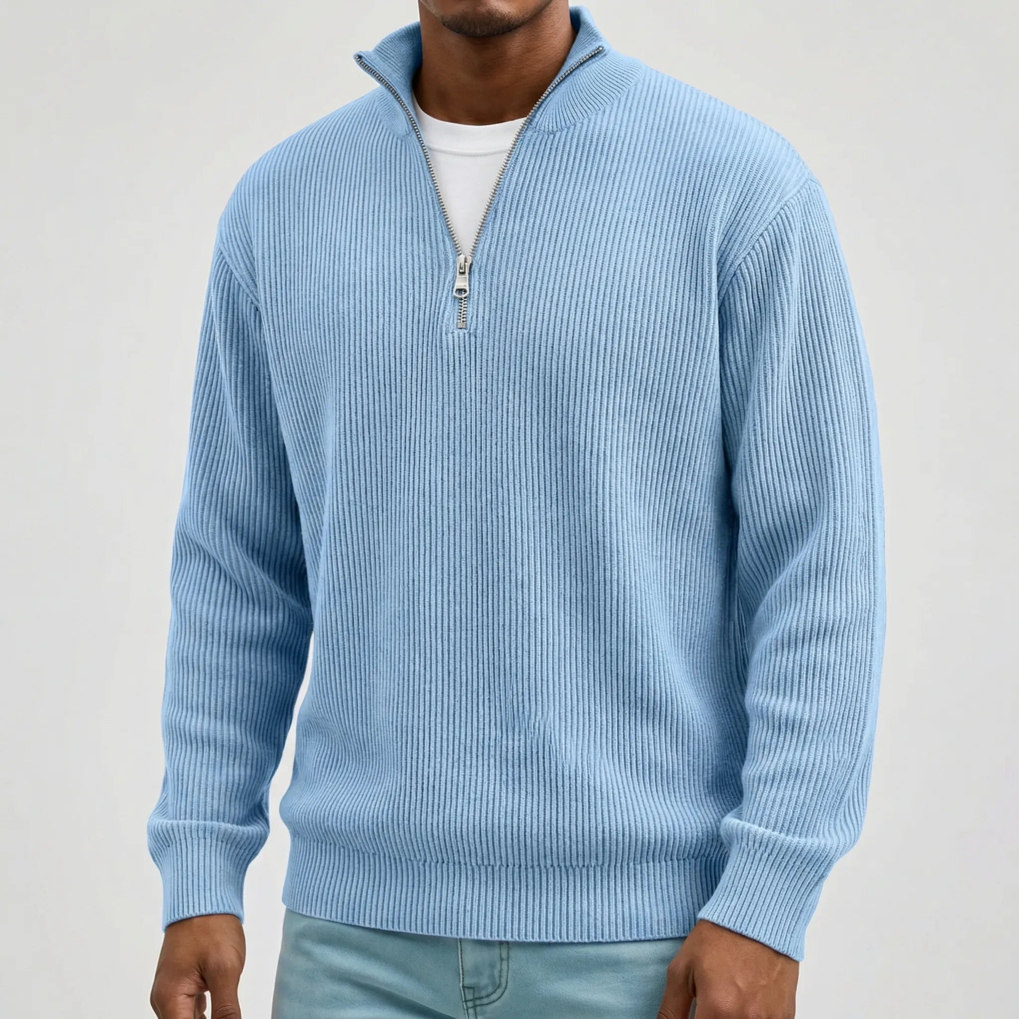 Pull nervuré à demi-zip | Superposition quotidienne
