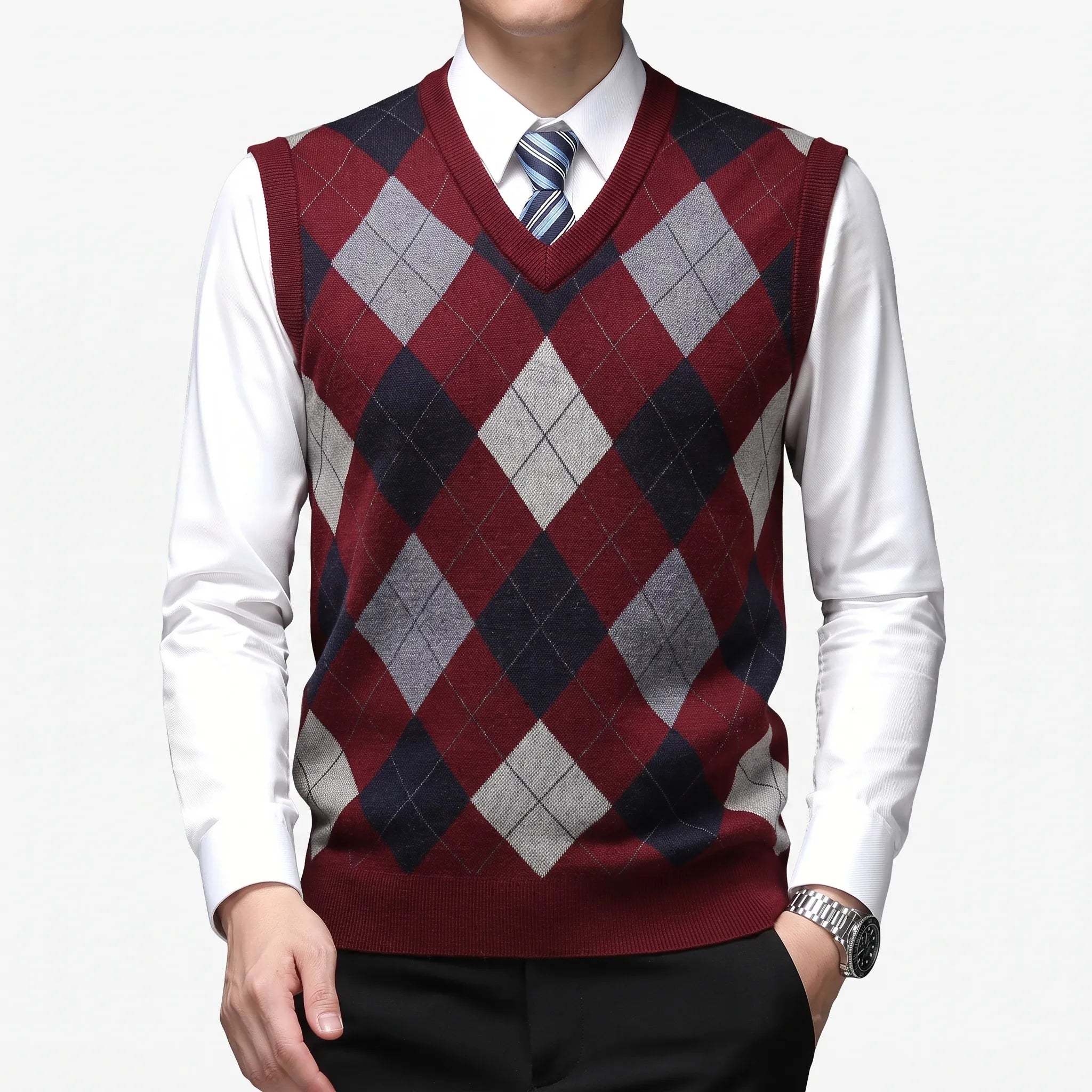 Pull sans manches à col en v | Tenue de bureau