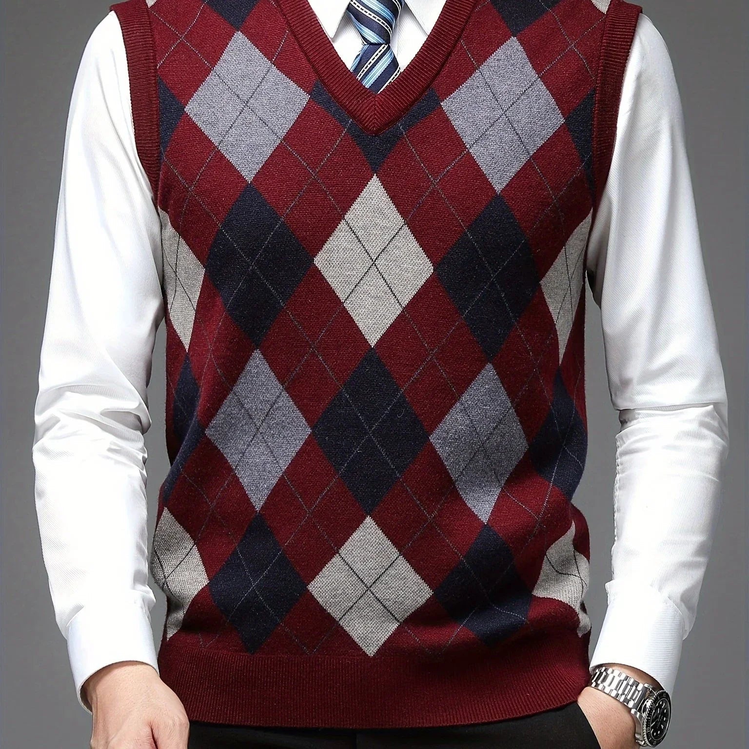 Pull sans manches à col en v | Tenue de bureau