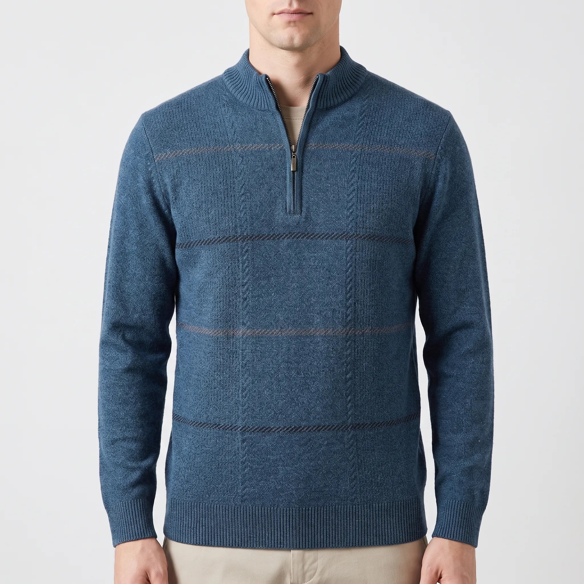Pull zippé homme à rayures | Sorties décontractées