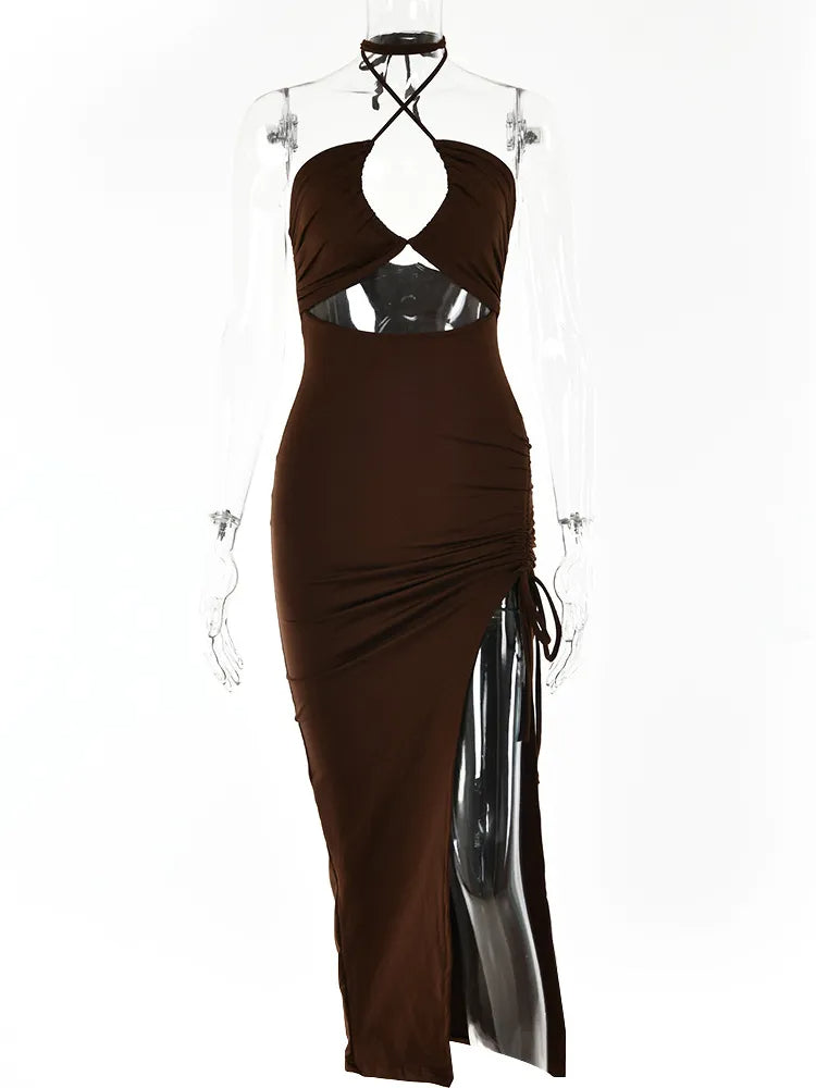 Robe de soirée longue froncée | Sorties en soirée
