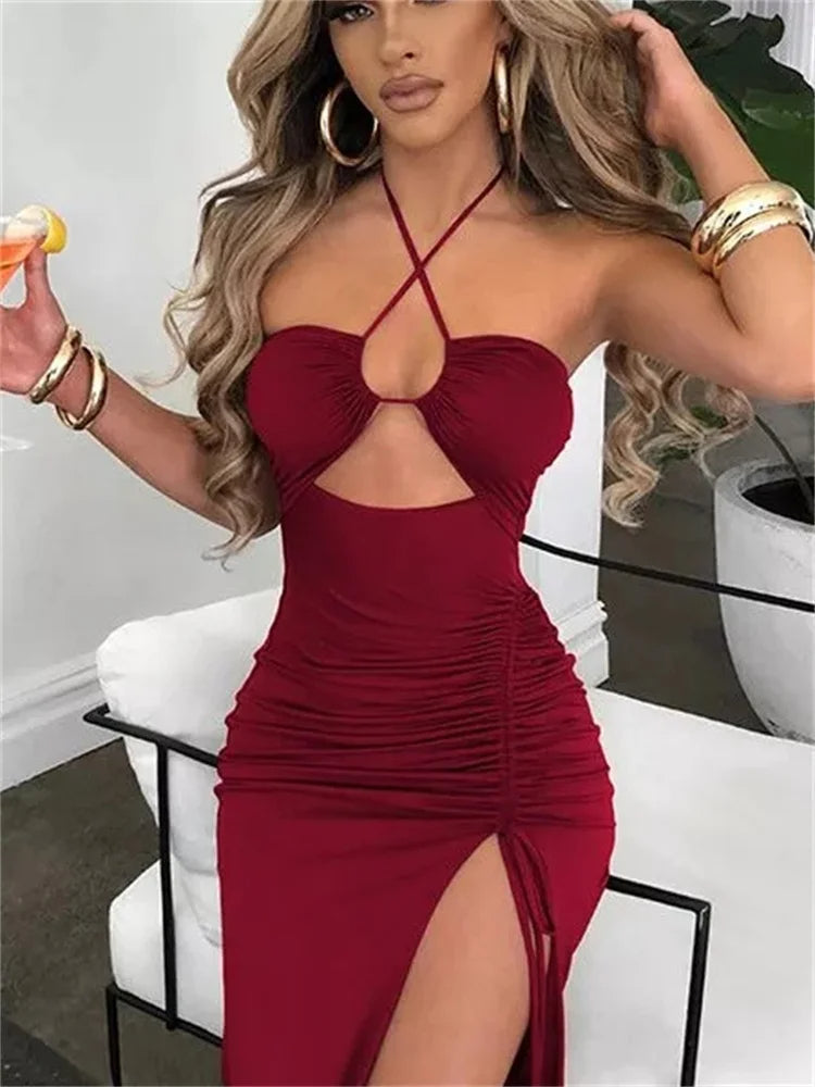 Robe de soirée longue froncée | Sorties en soirée