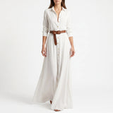 Robe femme | Robe longue avec col et ceinture