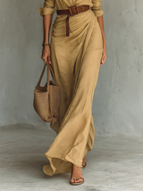 Robe femme | Robe longue avec col et ceinture