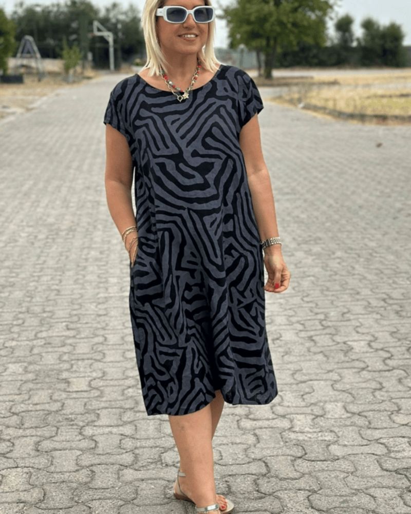 Robe femme | Robe midi imprimée décontractée