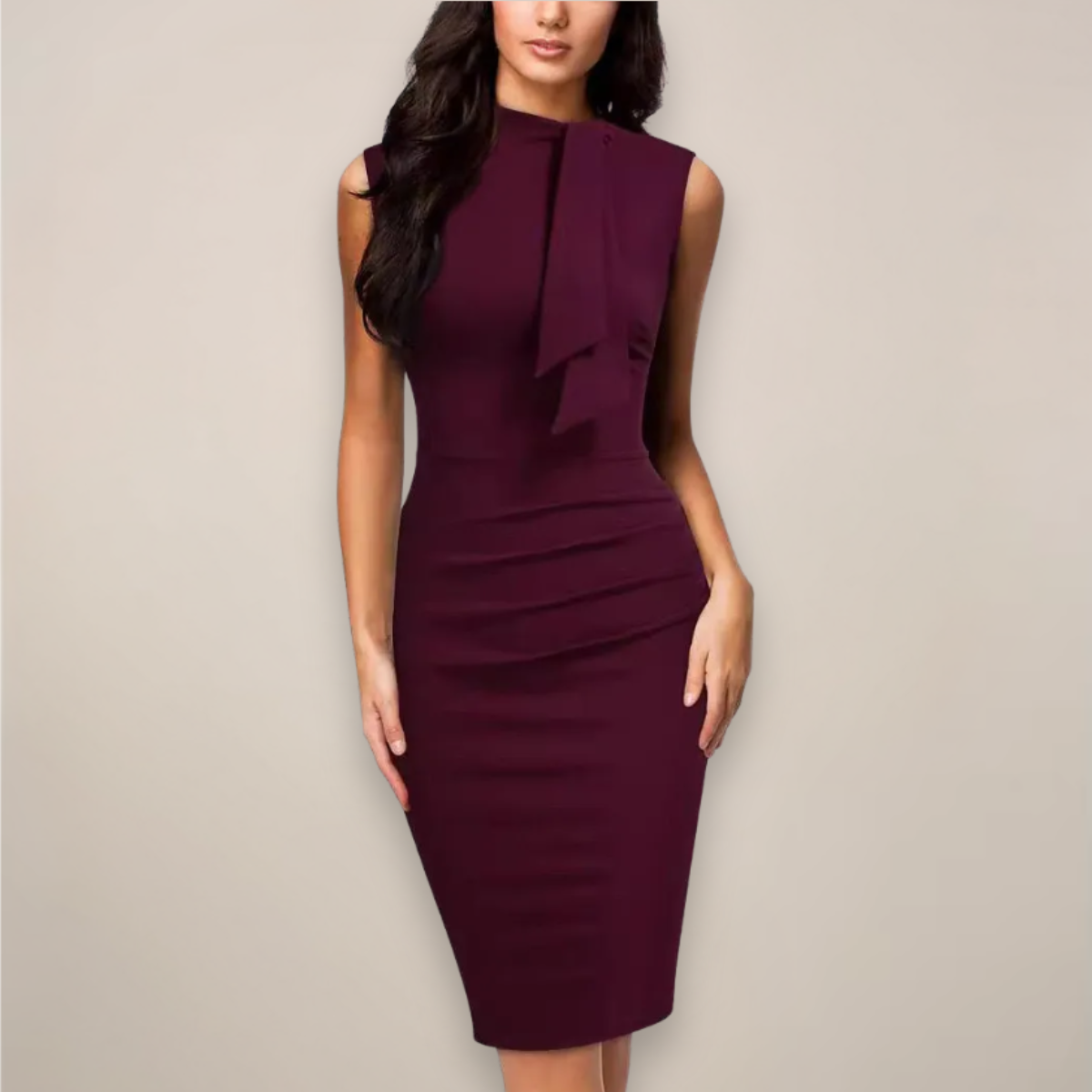 Robe midi chic ajustée | Réunions professionnelles