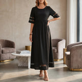 Robe noire midi à taille haute | Sorties décontractées