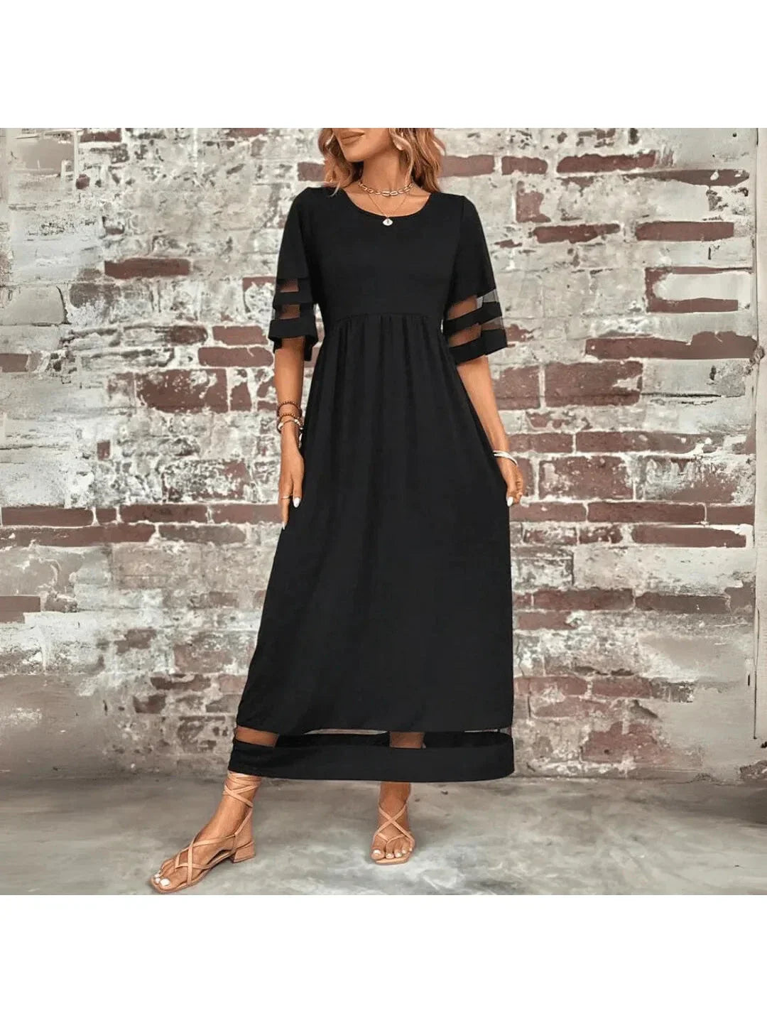 Robe noire midi à taille haute | Sorties décontractées