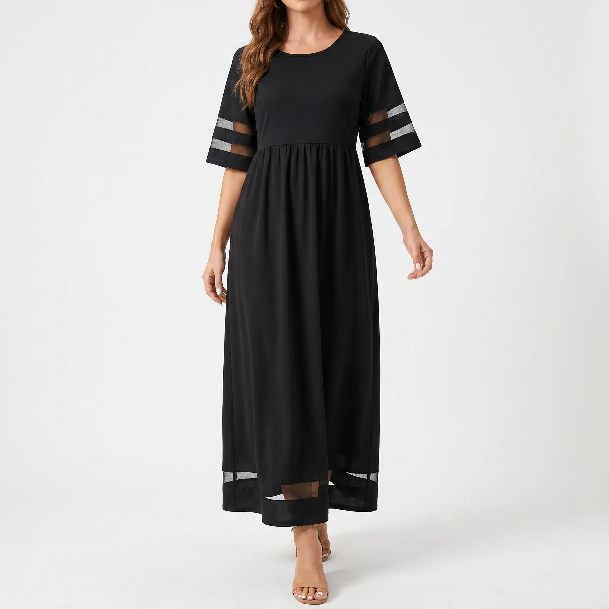 Robe noire midi à taille haute | Sorties décontractées