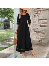 Robe noire midi à taille haute | Sorties décontractées