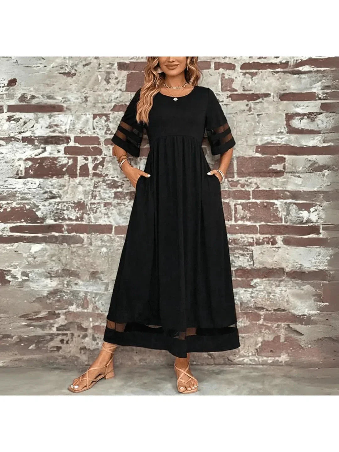 Robe noire midi à taille haute | Sorties décontractées