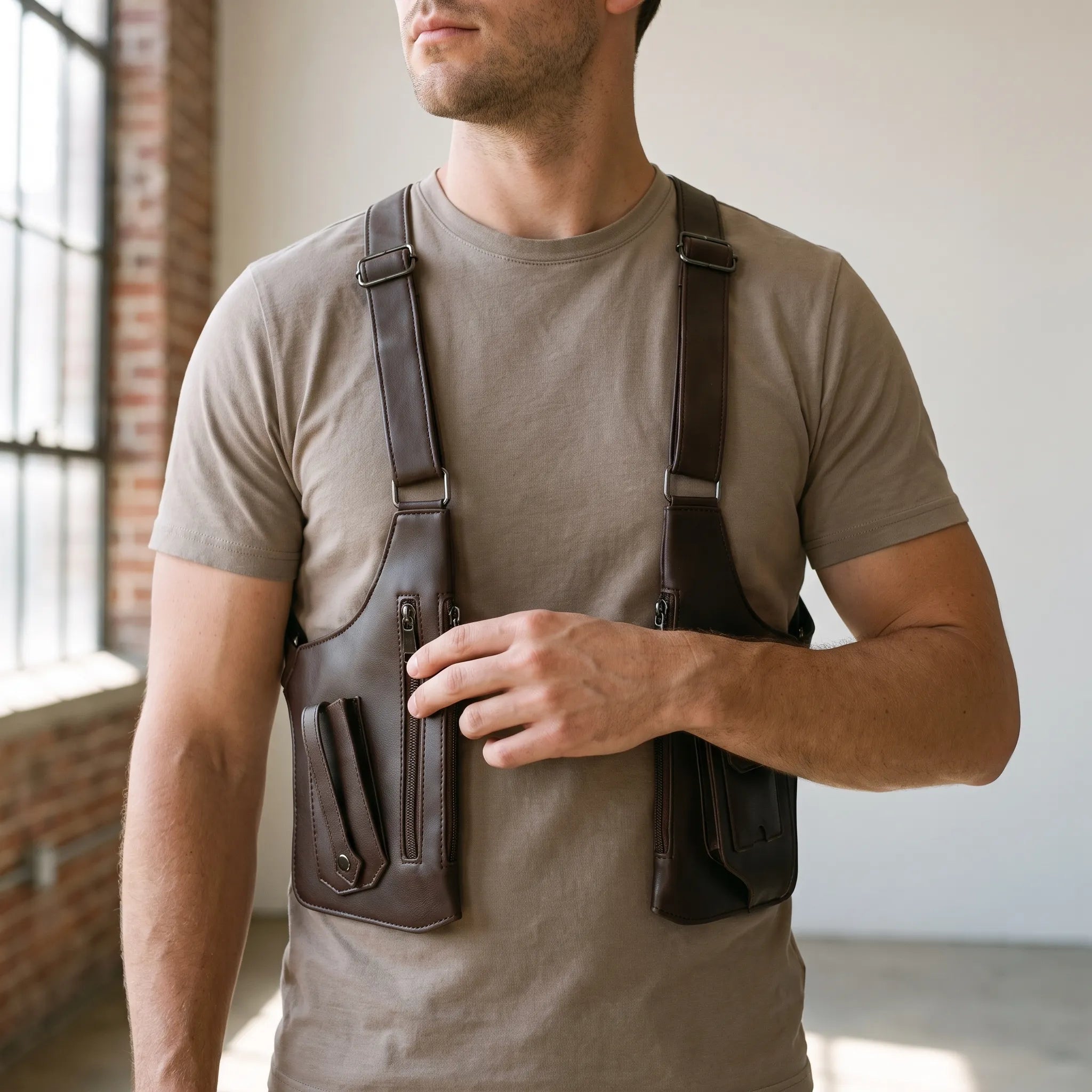 Sac bandoulière | Sacoche de poitrine réglable multipoche