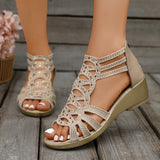 Sandales femme | Sandales compensées avec détails en strass