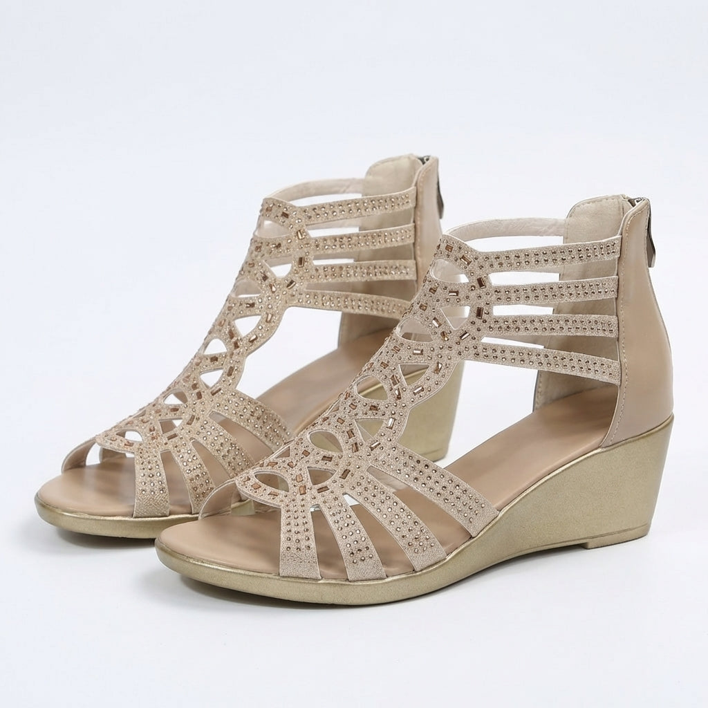 Sandales femme | Sandales compensées avec détails en strass