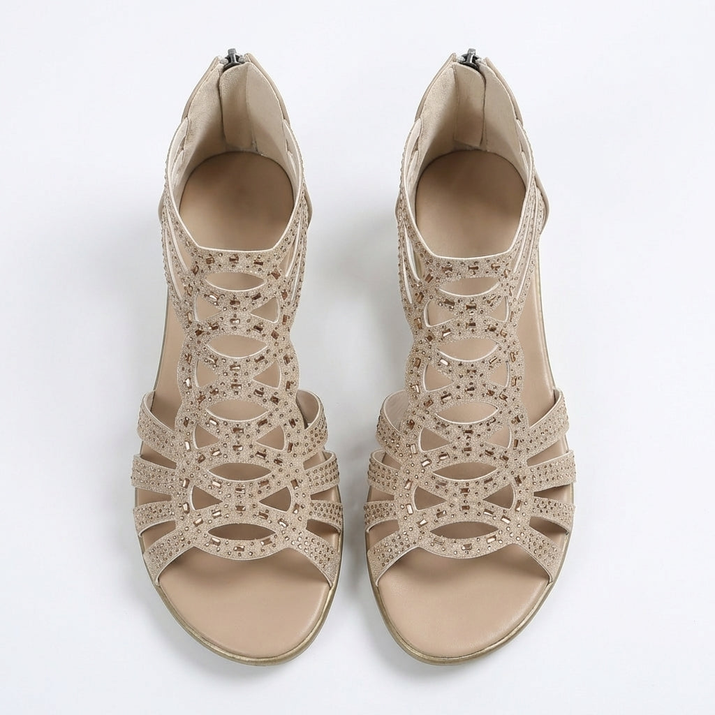 Sandales femme | Sandales compensées avec détails en strass
