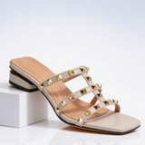 Sandales femme | Sandales ouvertes cloutées à talon carré