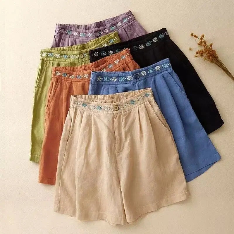 Short femme | Short confortable à taille brodée