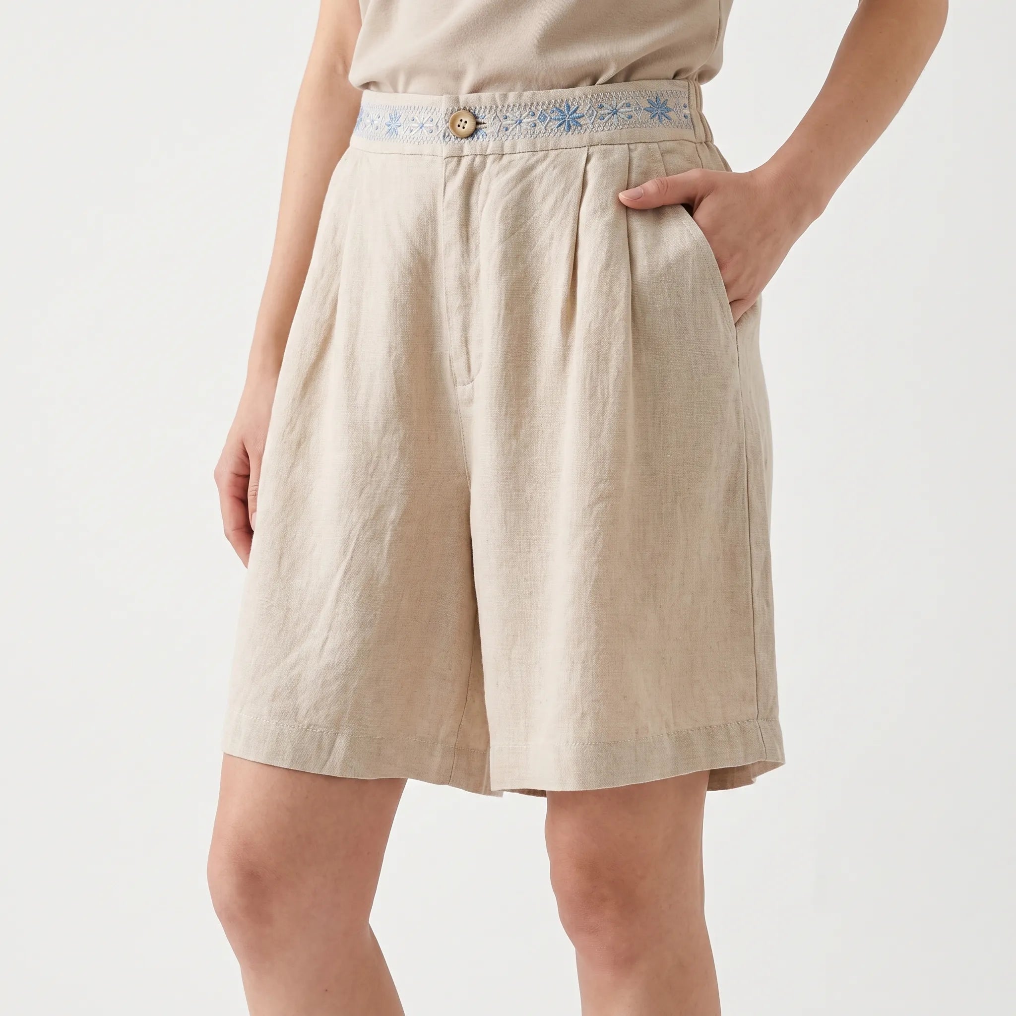 Short femme | Short confortable à taille brodée