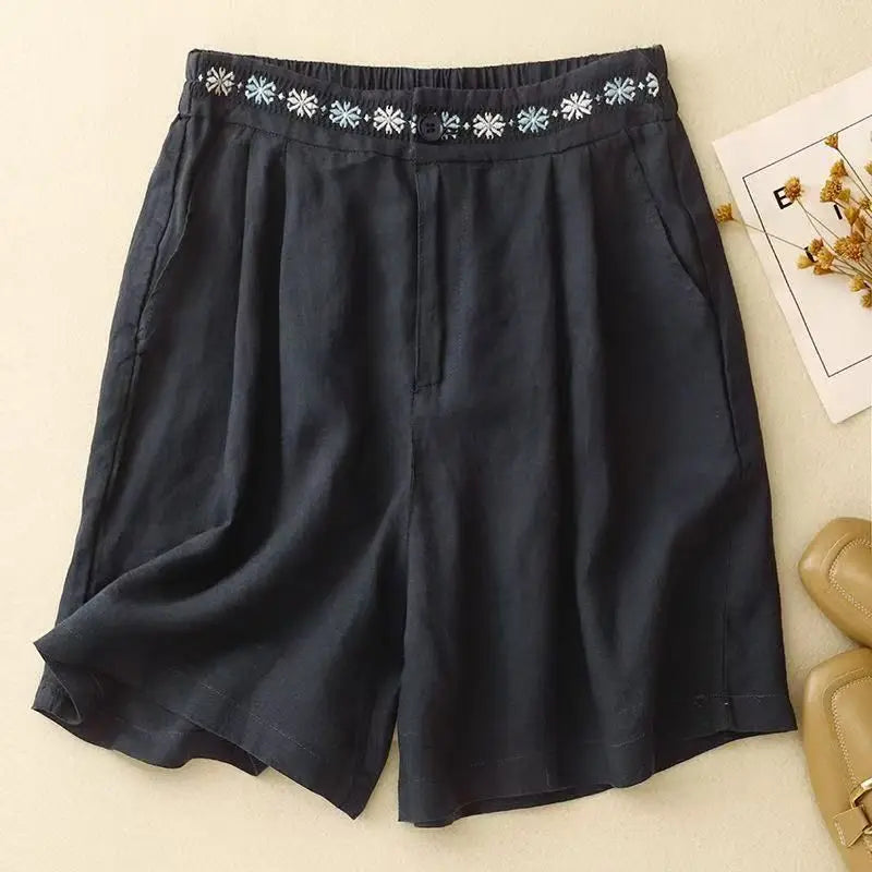 Short femme | Short confortable à taille brodée