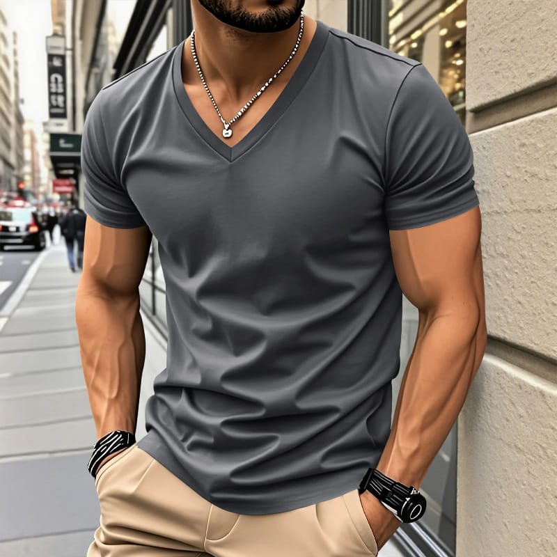 T-shirt homme | T-shirt coupe slim à col en V