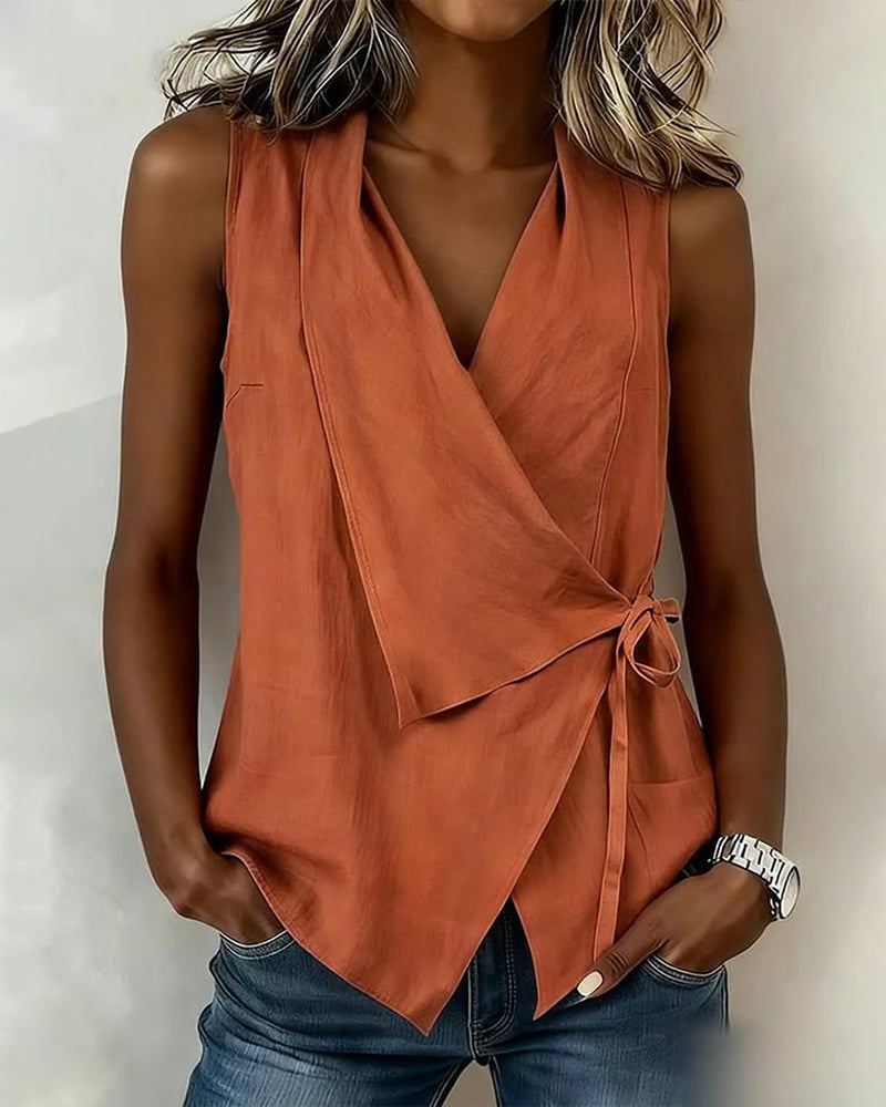 Top femme | Top cache-cœur sans manches col V