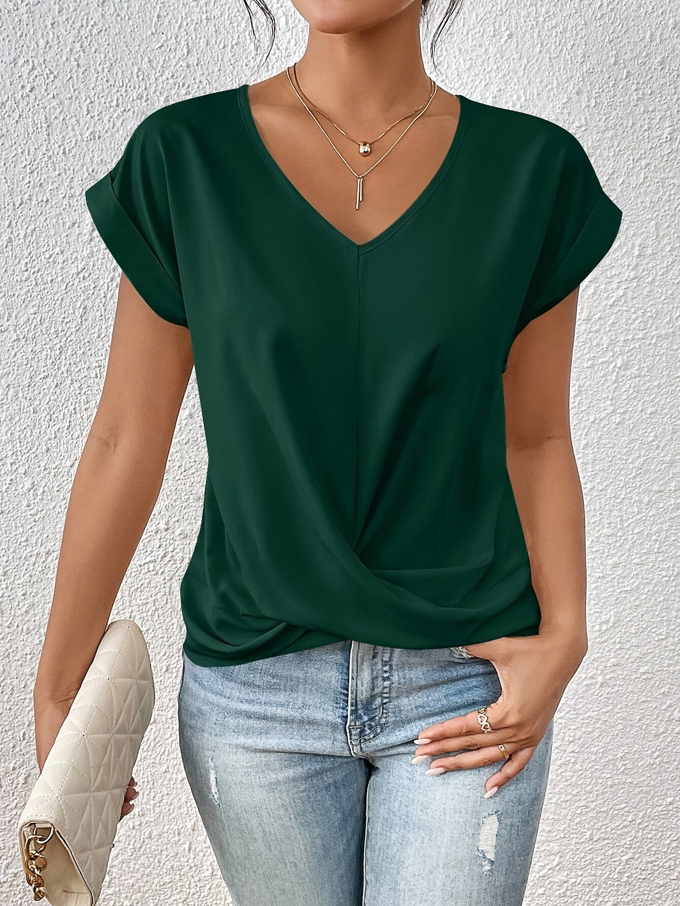 Top femme | Top col en V avec détail drapé