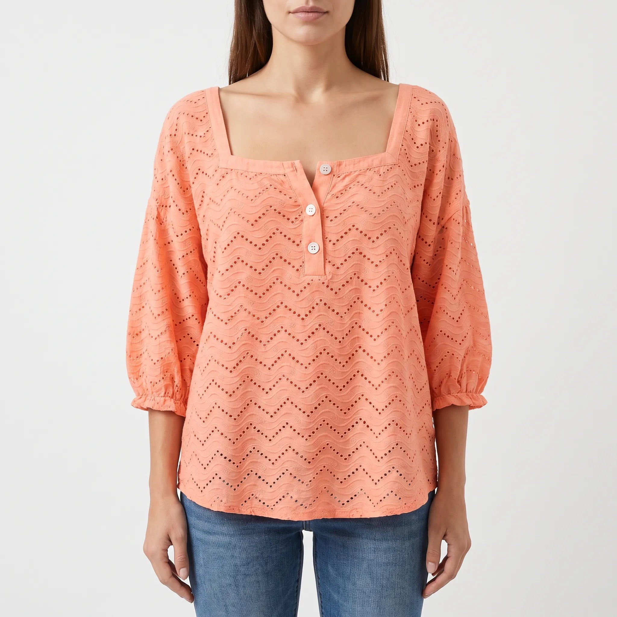 Top femme | Top en broderie à encolure carrée
