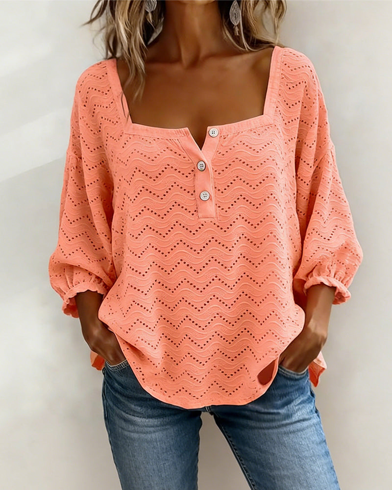Top femme | Top en broderie à encolure carrée